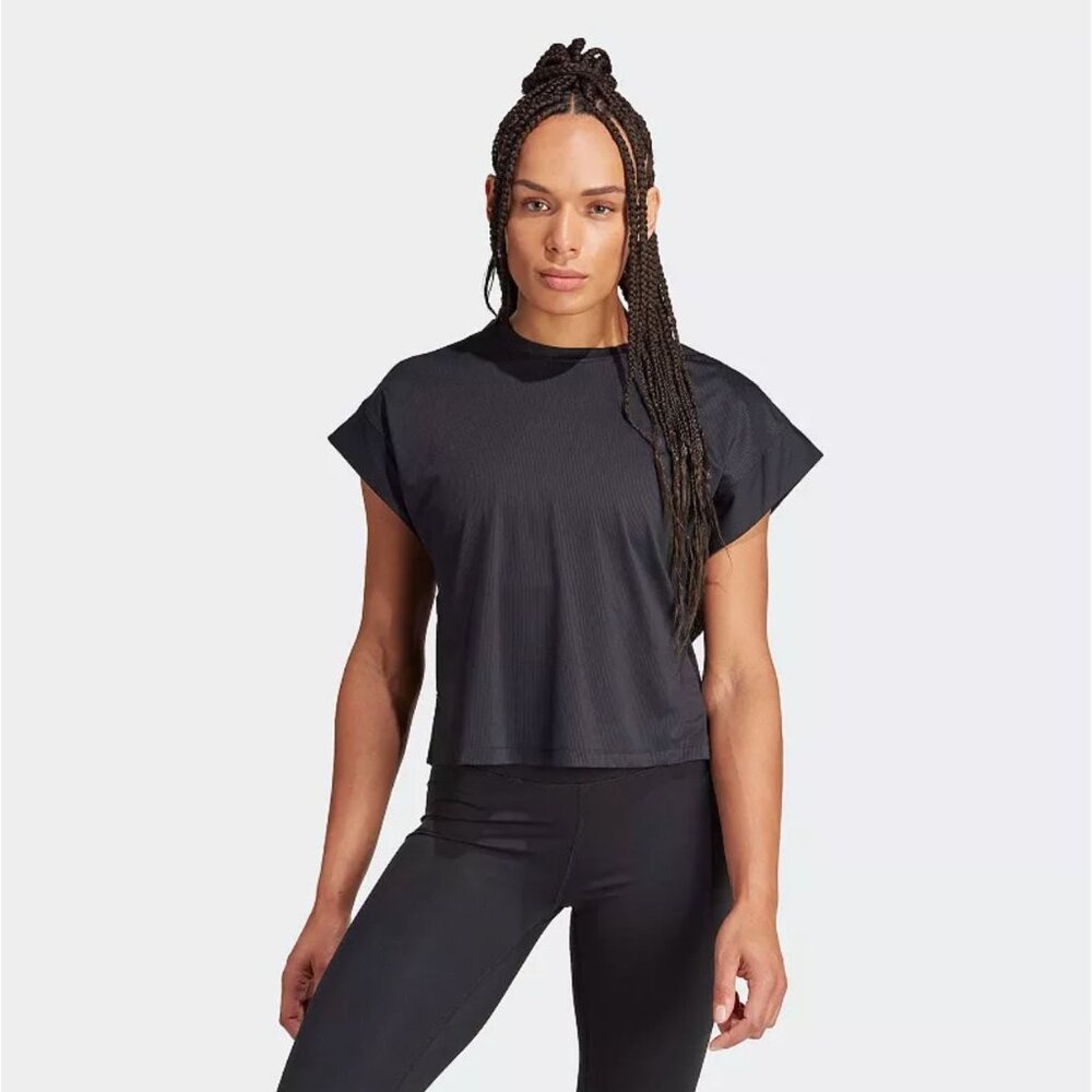 Adidas Yoga Studio T-Shirt Black L Large Size Polyester Relaxed Fit